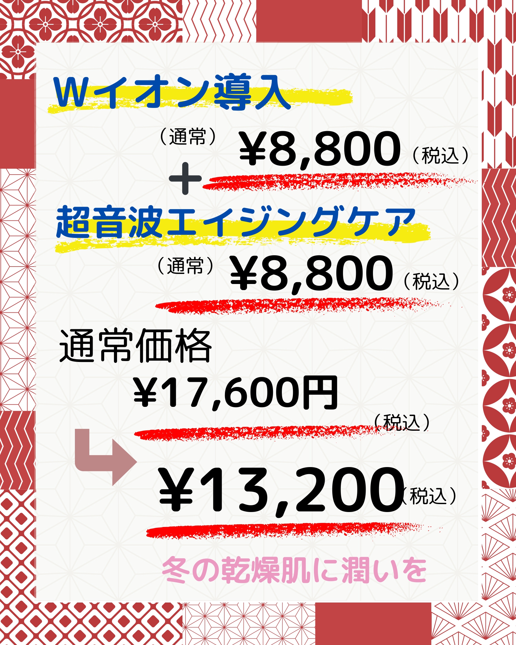 Wイオン導入＋超音波エイジングケアの価格