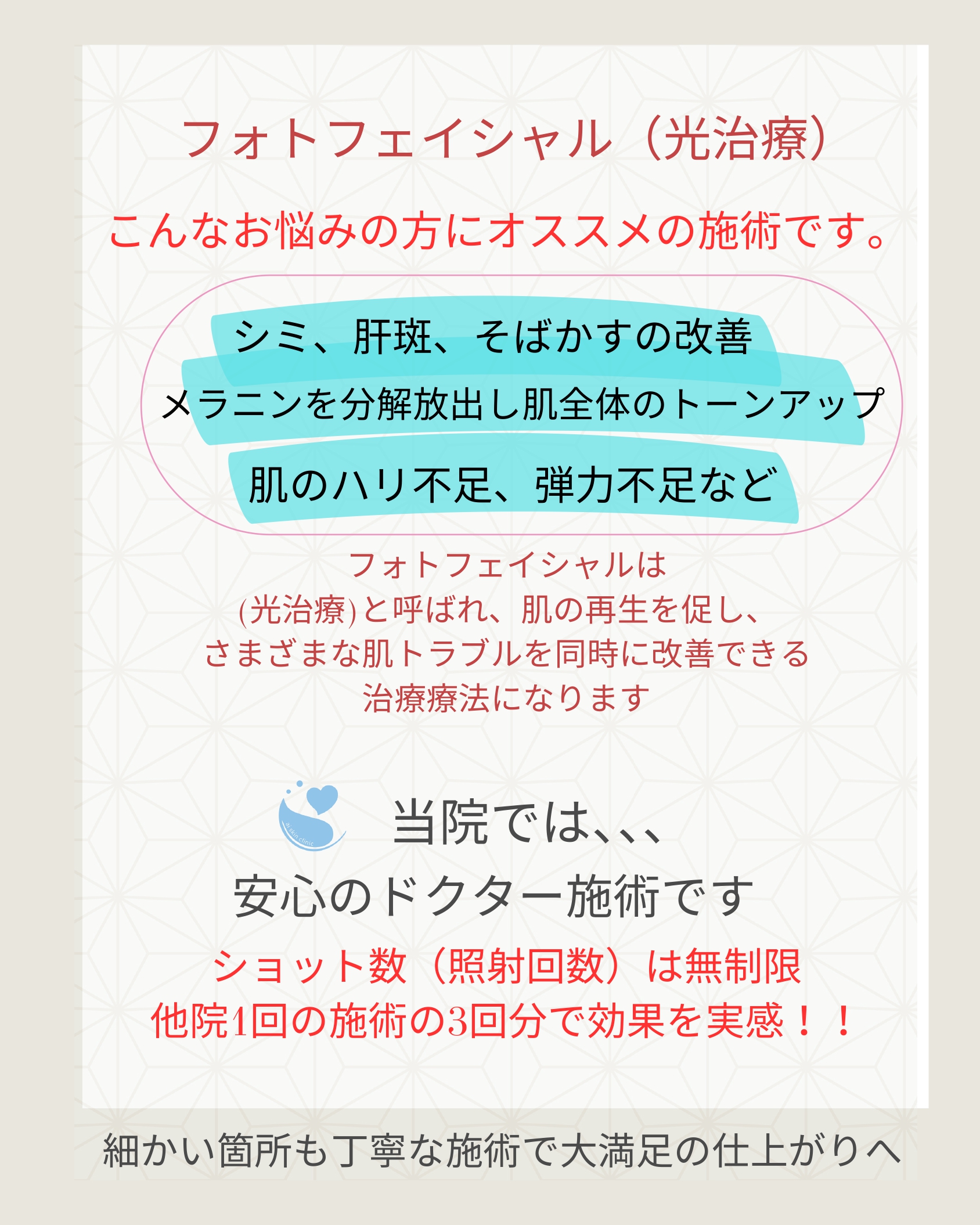 フォトフェイシャル（光治療）の説明